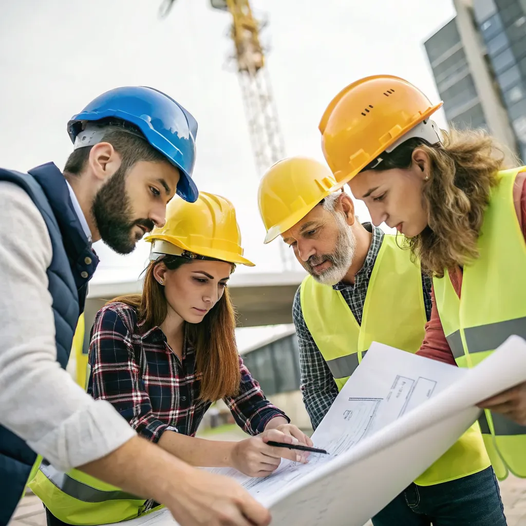 Construction team planning project